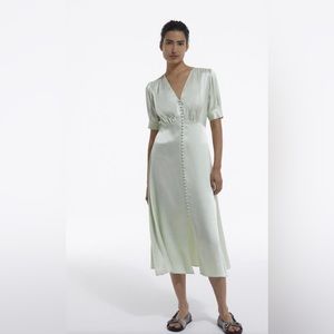 Long Mint Green Dress with Buttons